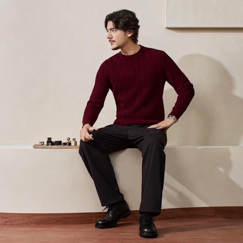 Qipai Men's Fleece-Lined Stretch Knit Casual Business Trousers