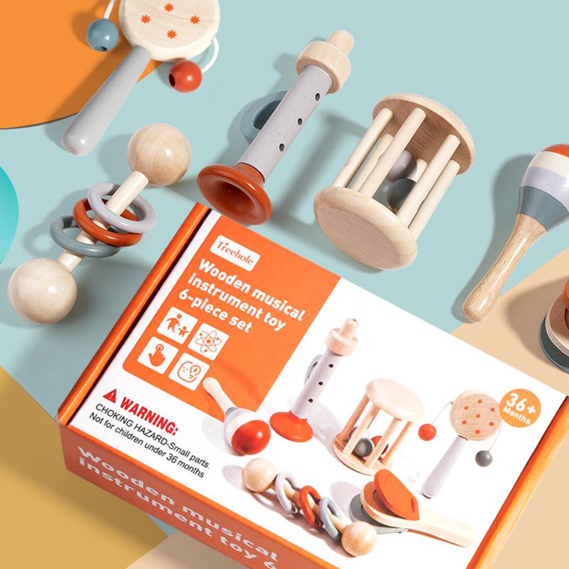 Baby Holz Handrassel & Krippenmobile - Frühpädagogisches Beruhigungsspielzeug