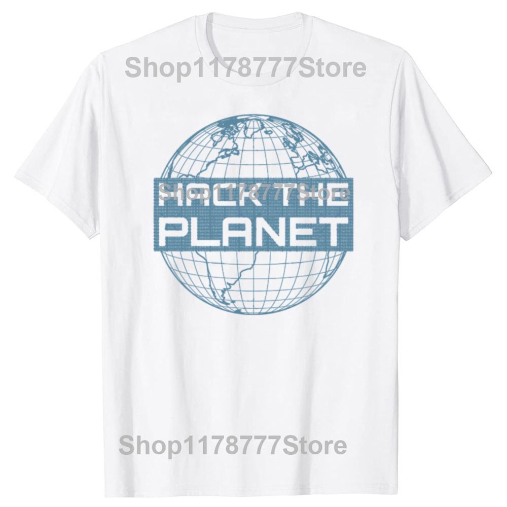 Funny Hack the Planet Computer Hacker T Shirts Streetwear Short Sleeve Birthday Gifts Mens Clothing Loose Oversized T Shirt