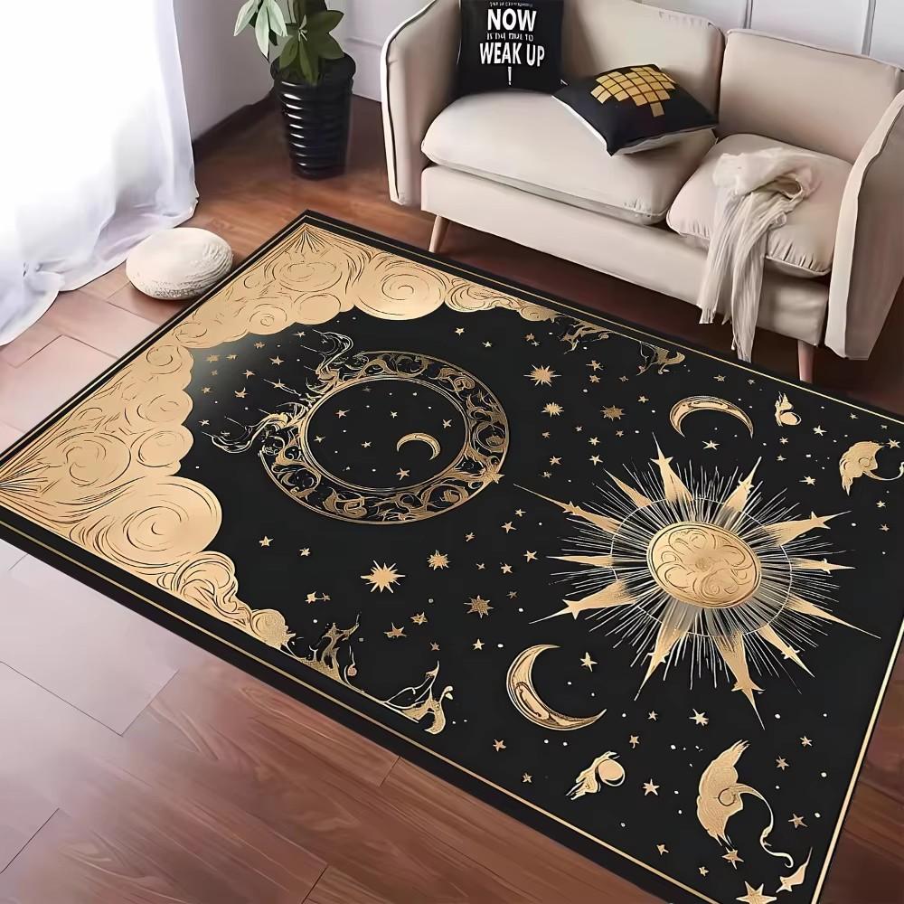 Mystical Tarot Inspired Carpet Featuring Star Moon and Sun Designs Anti-slip Floor Mat for Living Room Bedroom Decor Doormat