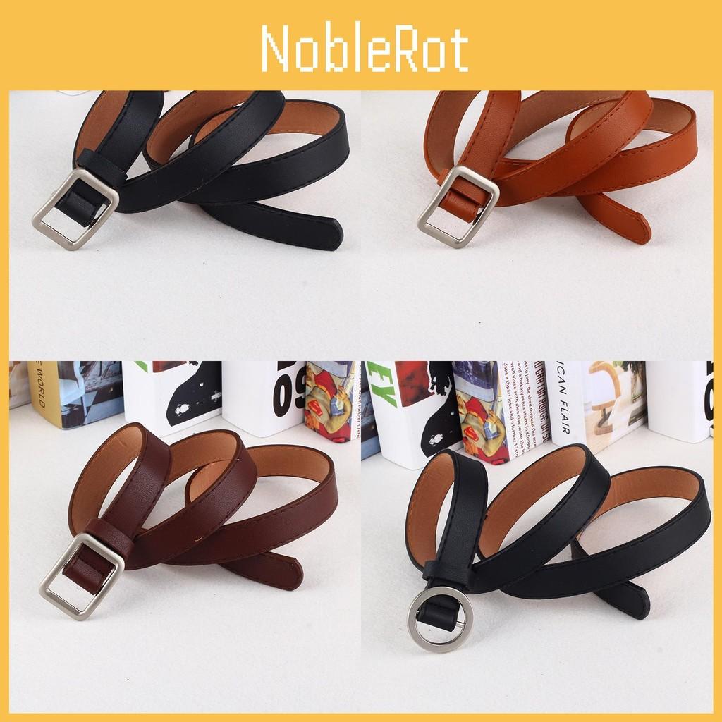 Simple Solid Color Metal Buckle Decor Women Waist Belt With No Punching Design