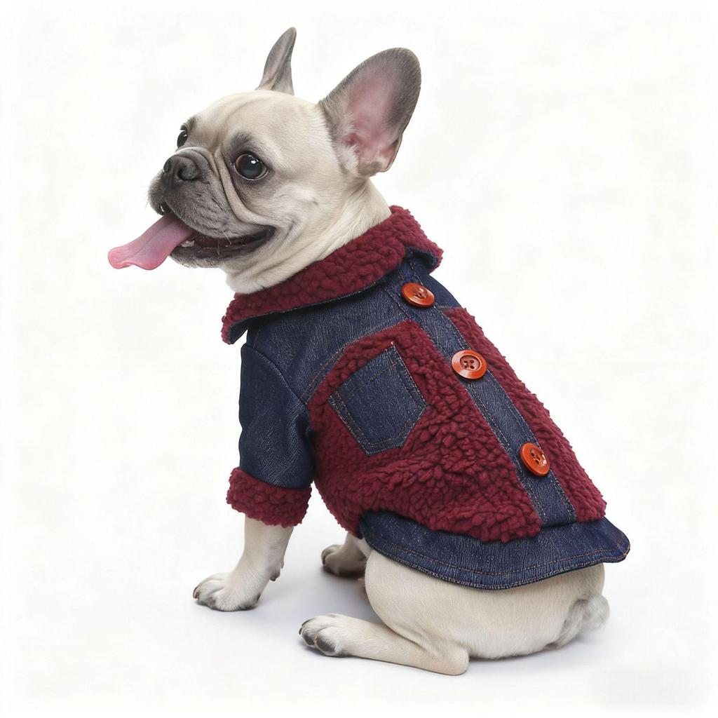 Pet Denim Jacket for Small Dogs & Cats - Winter Warm Velvet Button Vest