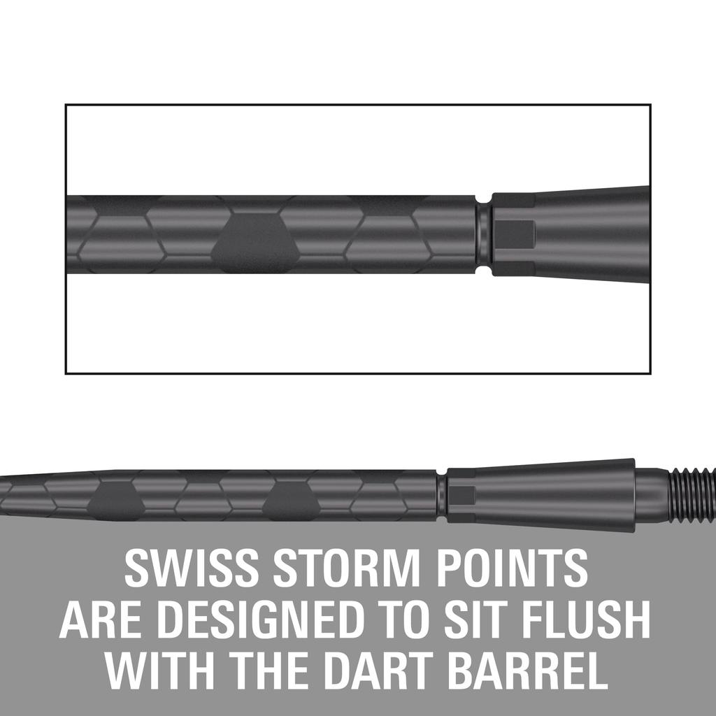 Target Darts Swiss Storm ONYX dart points (set of 3) 26mm/30mm/35mm silver/gold/black replacement steel dart points (35mm, black)