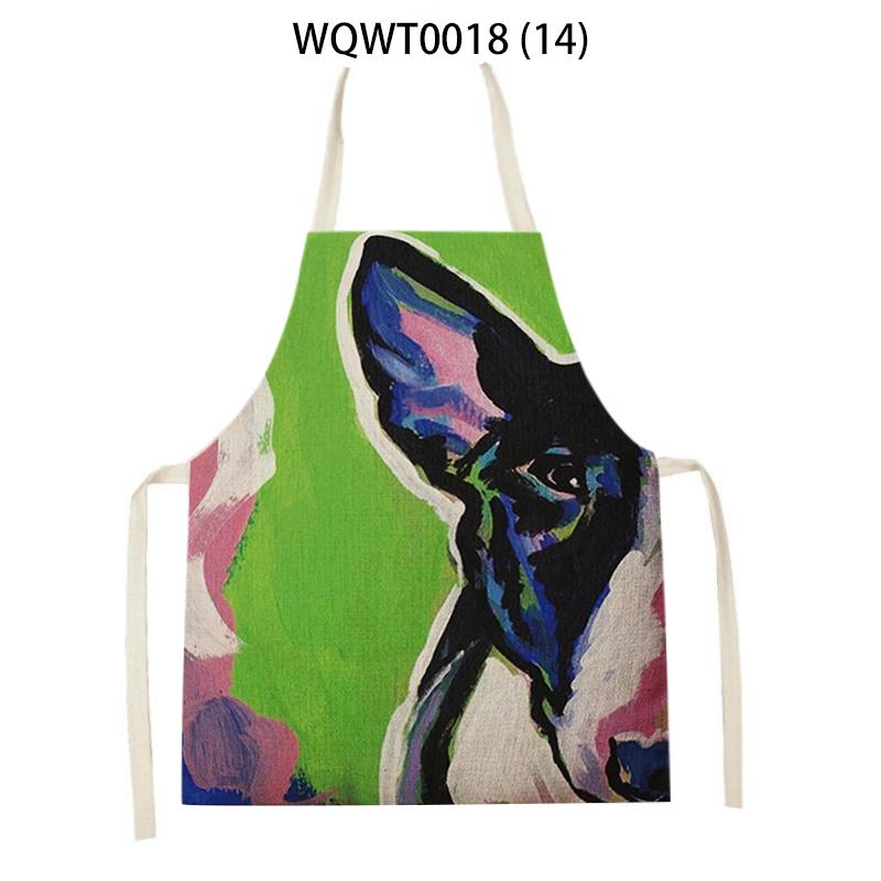Lovely Animal Dog Printed Linen Sleeveless Kitchen Aprons Women Men Home Cooking Baking Waist Bib Dachshund Cleaning Aprons