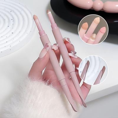 Pensulă Eyeliner Ochi de Mătase Orizontală cu Cap Dublu Pentru Umbre Orizontale Cremă Strălucitoare Cosmetice