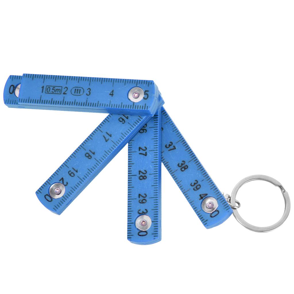 2 Stück ABS Faltlineal Tragbar 0,5 m Faltlineal mit Schlüsselring für Zimmerei Fliesenlegen Blau