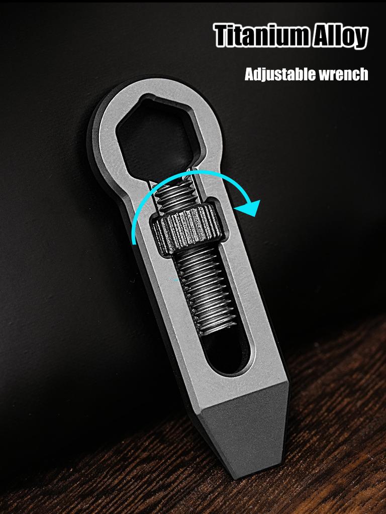 10g Creative Mini Titanium Alloy Crowbar Multi-function Adjustable Spanner Keychain Necklace Pendant Outdoor EDC Gadget Wrench
