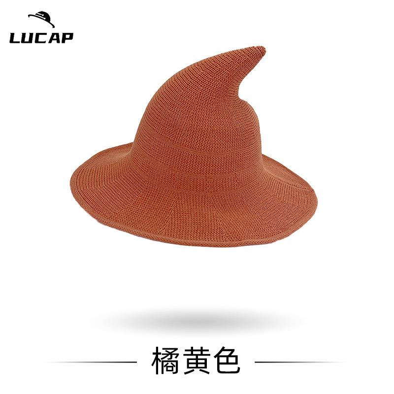 New Halloween Carnival Party Regular Wizard Hat Foldable Knitted Hat Pointed Witch Hat