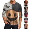 Herren Henley-Shirt mit Raglanärmeln Halloween-Print Dreiviertelärmel Lässiger Pullover für den Alltag