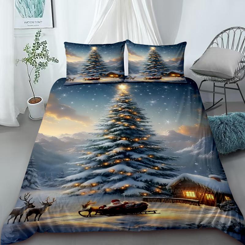 Christmas Duvet Cover Christmas Tree Bedding Set With Zipper 1 Duvet Cover 2 Pillow Case Women Teens Holiday Gifts Bedroom