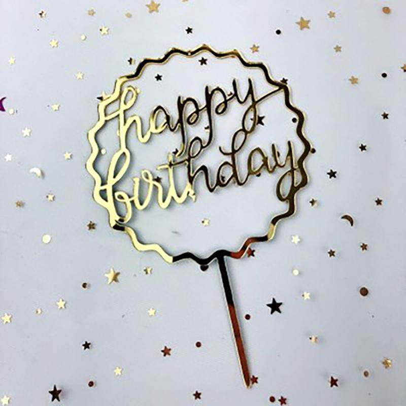 1Pcs Gold Acrylic Letter Happy Birthday Cake Party Supplies Decoration