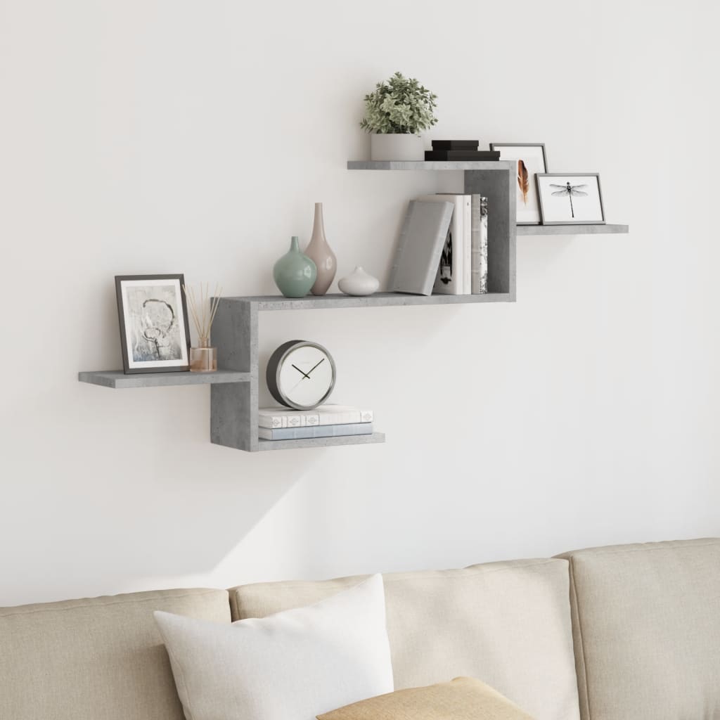 Wall Shelf Concrete Gray 104x15x49 cm Engineered Wood