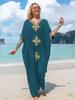 European & American Cotton Gold Thread Embroidered Beach Cover-up Dress