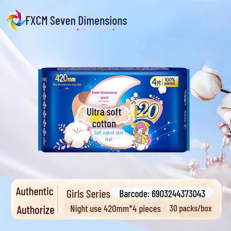 "Seven Degrees Space Ultra-Thin Pure Cotton Sanitary Napkins - Breathable, Daily & Night Use for Girls"
