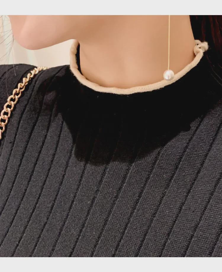 Rochie pulover cu croială cloș, cu talie din dantelă, stil coreean pentru femei, Toamnă/Iarnă 2023