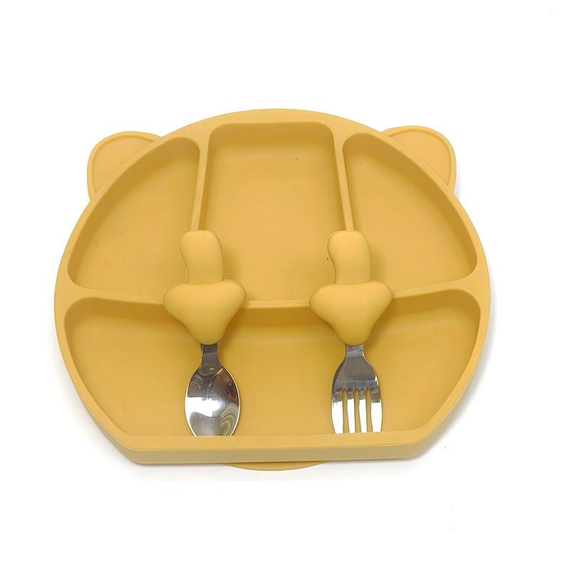 Baby Dinner Plate Infant Suction Cup Type Children's Straw Auxiliary Food Bowl Non-slip Compartmentalized