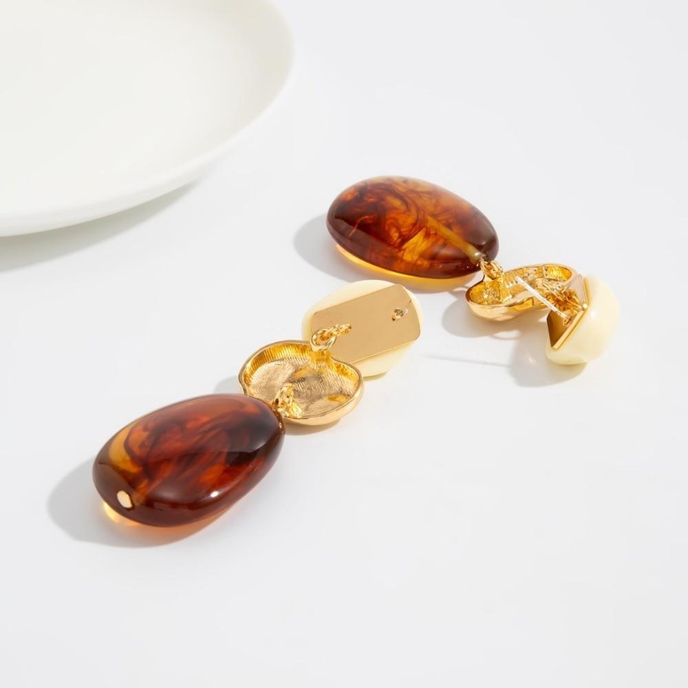 Long Drop Statement Dangle Earrings Irregular Marbled Resin Earrings Daily Wear