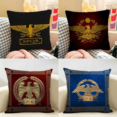Gold Imperial Eagle Rome SPQR Cushion Cover Natural Linen Organic Fabric DoubleSided Printing Room Sofa Decor Pillow Case