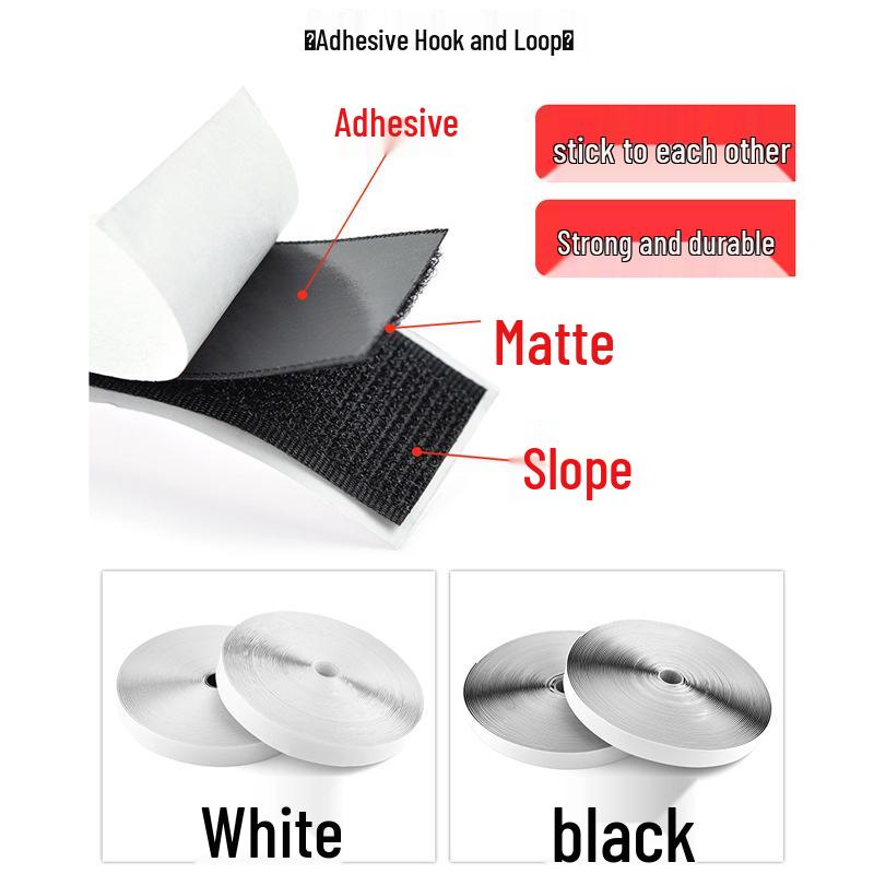 Strong Adhesive Double-Sided Magic Tape with Hook & Loop for Curtains, Screens, and Foot Pads