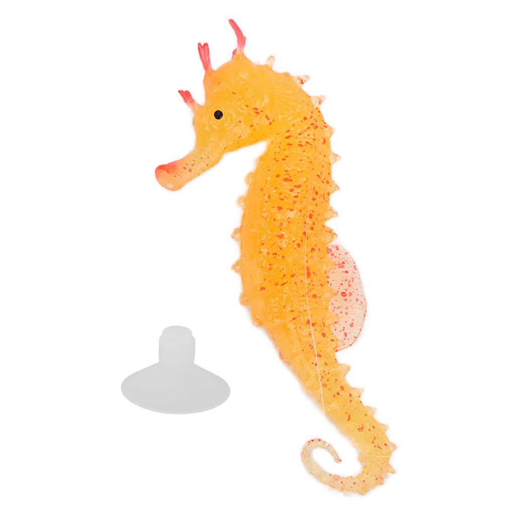Simulation Seahorse Realistic Luminous Silicone Hippocampus with Suction for AquariumsYellow