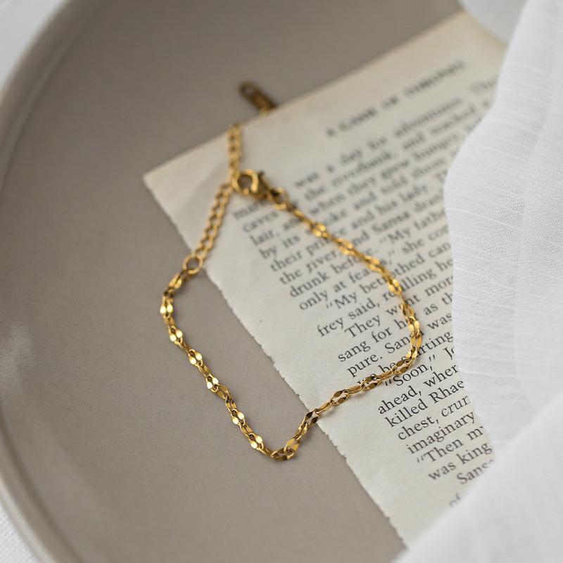 Simplicity Stainless Steel Lip Chain Bracelets for Women Ladies Fashion Gold Color Adjustable Bracelet Party Jewelry Accessories