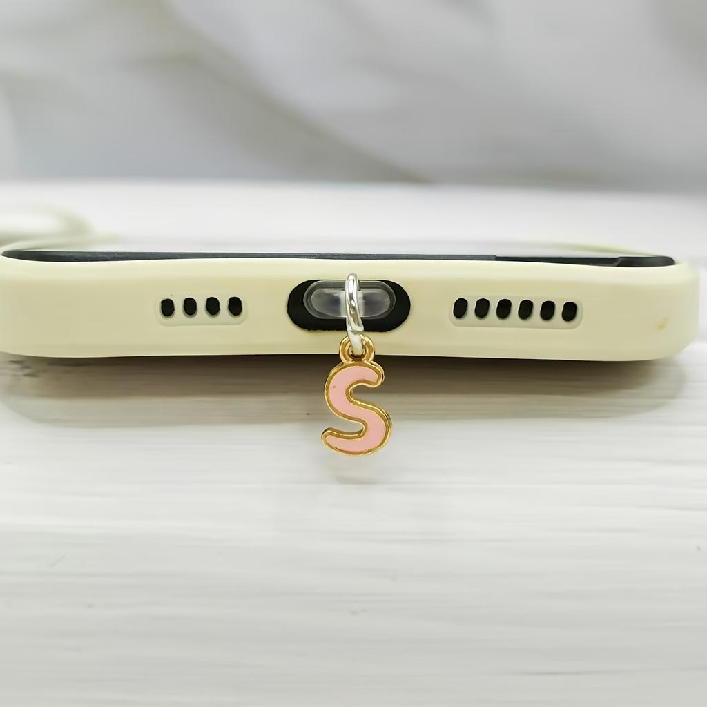 1 Stück Legierung Rosa Buchstabenanhänger Handy Staubschutzstecker Wasserdicht Staubdicht Staubfest