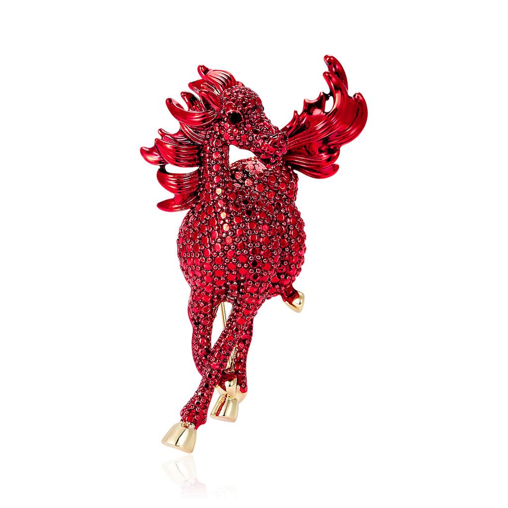 Vintage Rhinestone Horse Brooch for Women Animal Lapel Pins Party Clothing Accessories