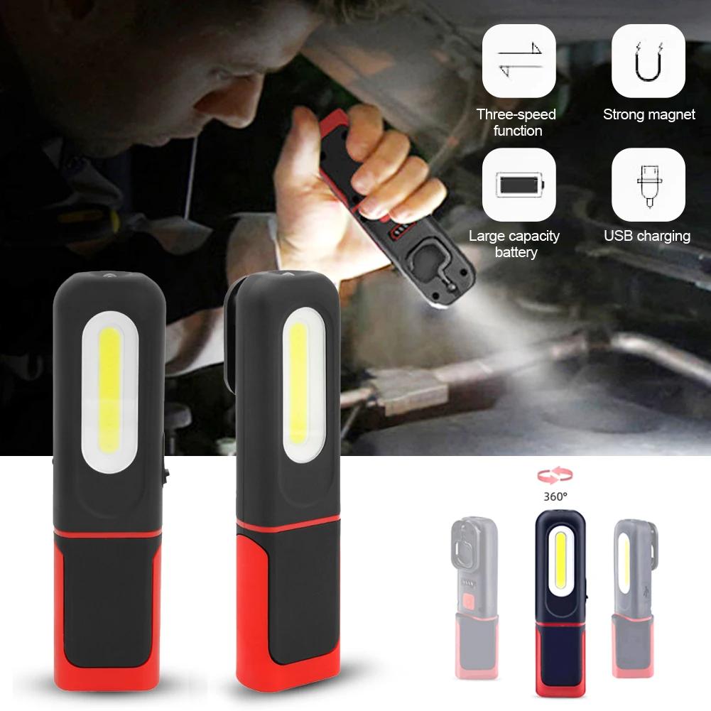 Powerful COB LED Work Light Car Garage Mechanic Lamp USB Rechargeable Flashlight Magnetic Torch Emergency Light Warning Light