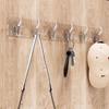 6 Row Multipurpose Hooks Nail-free Transparent Holder Strong Self Adhesive Wall Hook Kitchen Bathroom Traceless Hanger Stickers