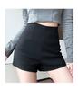 Women's Black High-Waisted Slimming Autumn Sports Shorts