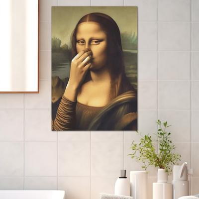 Bathroom Poster Retro Woman Portrait Wall Art Unframed Canvas Poster Vintage Humorous Toilet Poster for Bathroom Restroom Decor