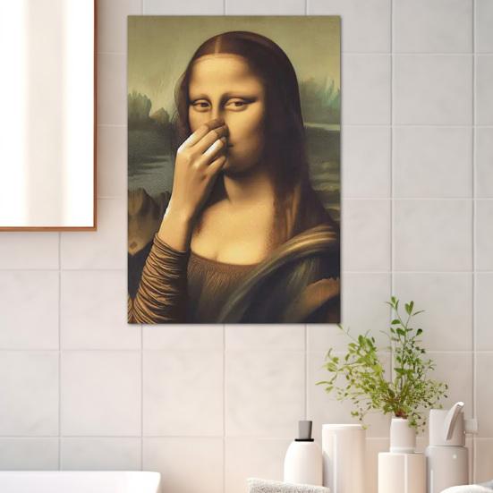 Retro Plakát do Koupelny Portrét Ženy Nástěnné Umění Nerámovaný Plátno Plakát Vintage Humorný Plakát na Toaletu pro Dekor Koupelny WC