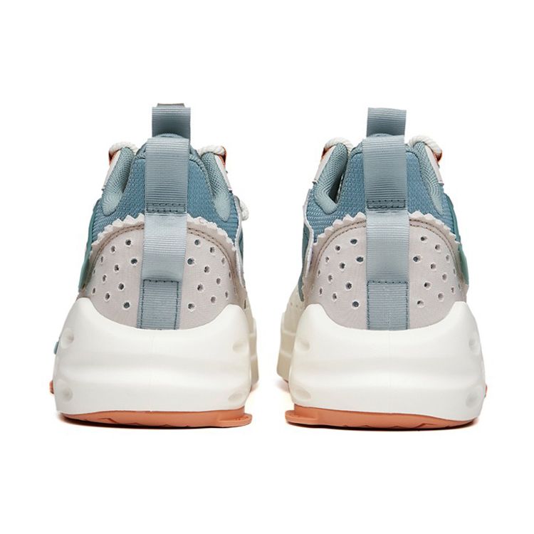 Anta Skóra Syntetyczna Antypoślizgowe Odporne na Ścieranie Oddychające Buty Taty Średniej Wysokości Męskie Sneakersy Biało-Niebieskie 112128084S-1