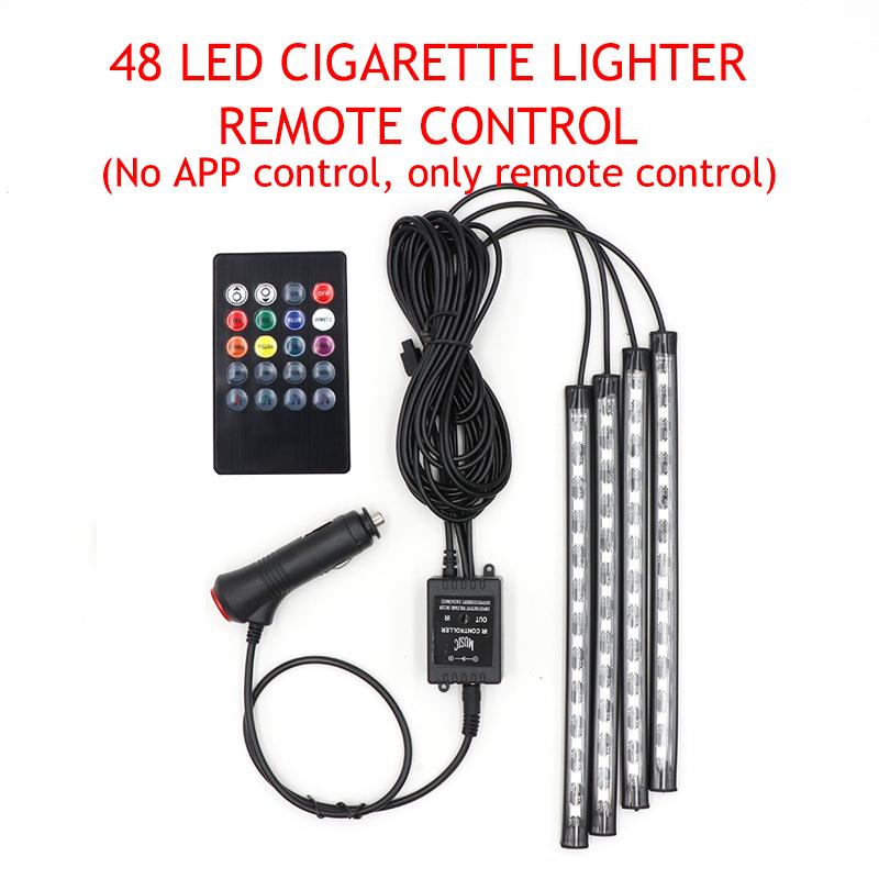 LED Car Foot Light Ambient Lamp With USB Wireless Remote Music Control Multiple Modes Automotive Interior Decorative