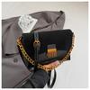 Vintage PU Splicing Faux Suede Crossbody Bags 2026 Women's Autumn Classic Fashiable Chains Shoulder Bags Lady Square Handbags