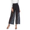 Wide Leg Pants For Women Summer Elastic High Waist Loose Hollow Hook Flower Lace Beach