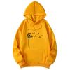 Women's fleece sweater plant print kangaroo pocket drawstring print hoodie