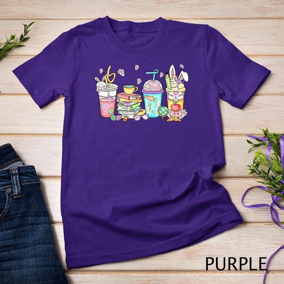 Happy Easter Bunny Coffee Lover Latte Iced Coffee Easter Day Unisex T-shirt 9 M