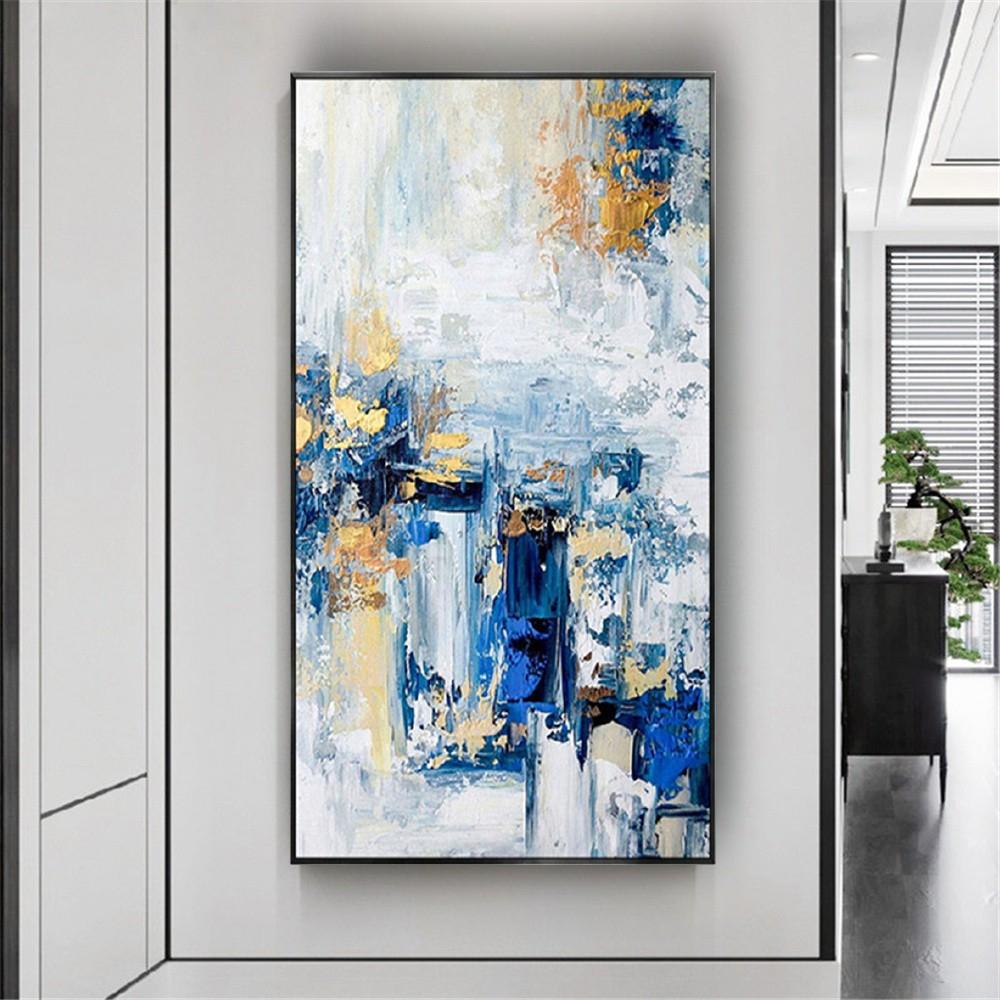 Best Art Handmade Wall Art Pictures Gold Blue Gray Yellow Texture Abstract Oil Painting On Canvas Wall Paintings Decor Home S