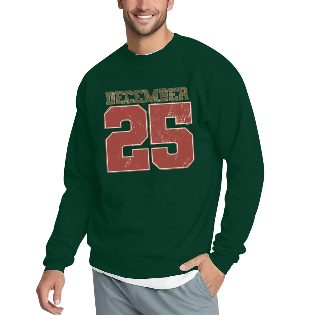 Christmas Print Loose Fit Round Neck Sweatshirt For Men