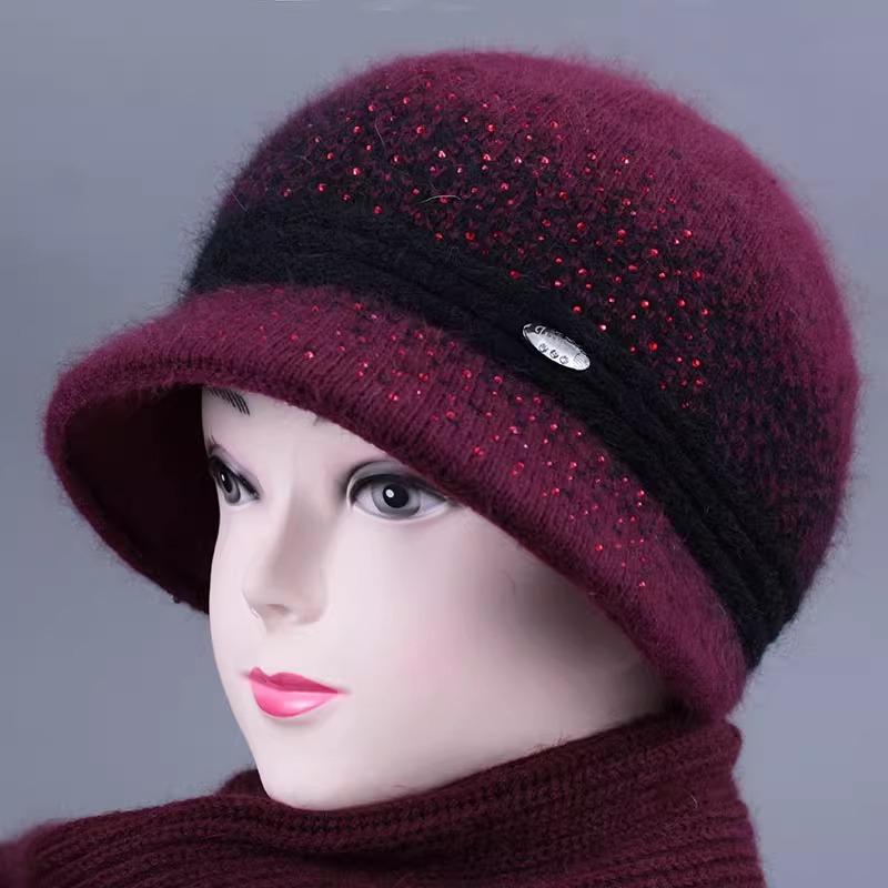 

Человеческая шляпа женская осенне-зимняя теплая вязаная шапка плюшевая шерстяная шляпа шляпа-котелок хлопковая шляпа для пожилой женщины one size elastic