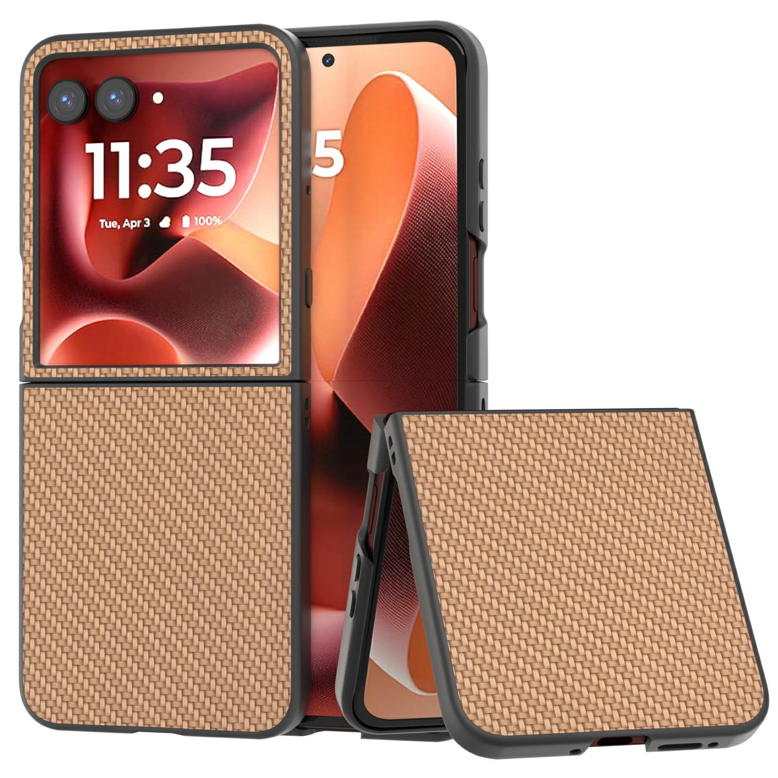 

For Motorola Razr 60 Ultra 5G Case Carbon Fiber Texture PU + PC Phone Cover D