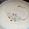Stainless steel crystal beaded flower necklace elegant niche temperament versatile collarbone chain light luxury high-end sense necklace jewelry women