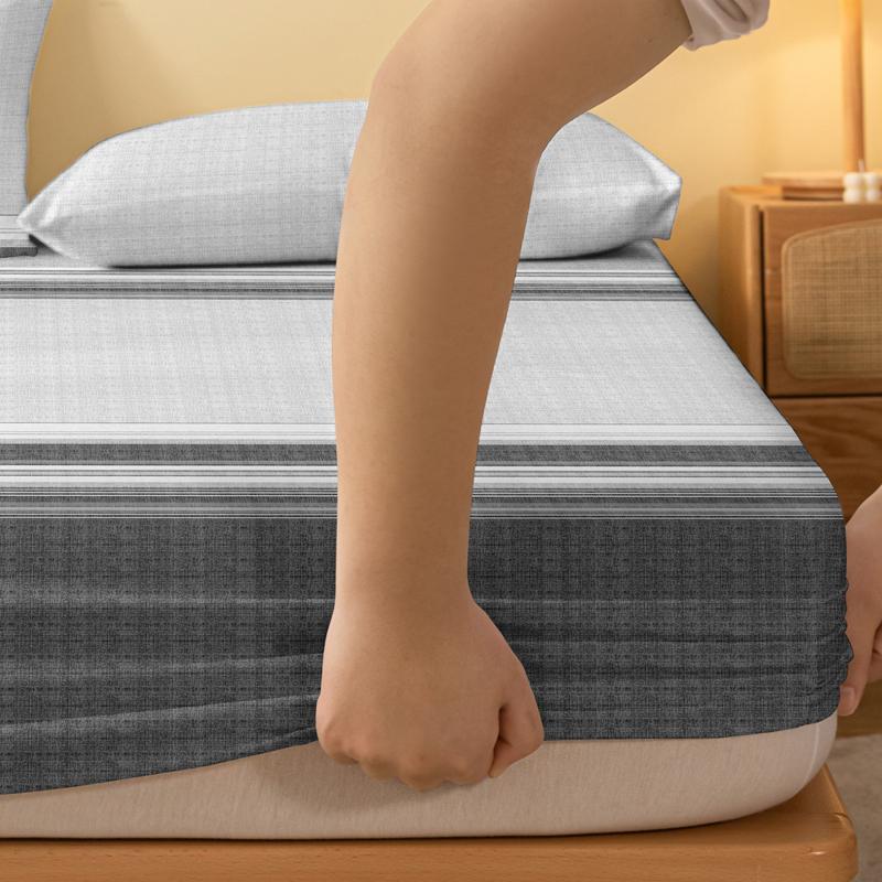 Simple 1 Modern Geometry Printed Matte Fitted Sheet, Bedroom Printed Bed Cover, Bedding Excluding Pillowcases