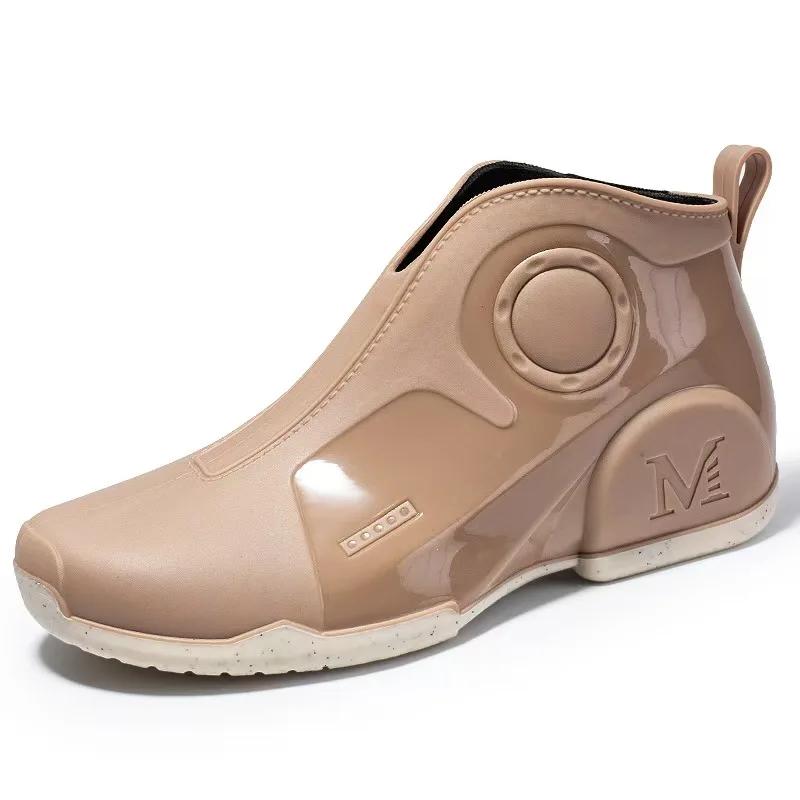 Nieuwe Heren Regenlaarzen Rubber Waterdicht Werklaarzen Voor Heren Outdoor Visschoenen Punk Enkel Zwart Sterke Blok Water Regen Schoen