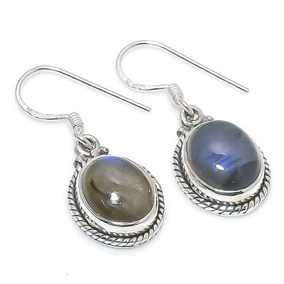 Natural Labradorite Gemstone 925 Solid Sterling Silver Gift Earring 1.25" M4a74