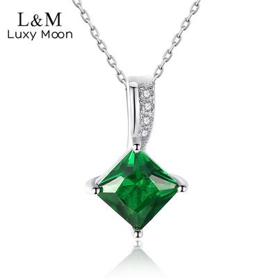 Collier en argent Sterling S925, chaîne de clavicule féminine, collier en Zircon vert émeraude