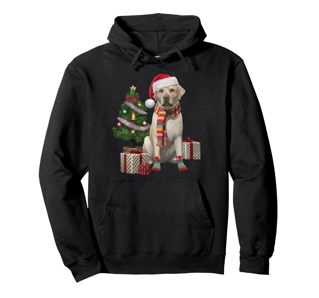 yellow labrador christmas dog santa hat pajamas puppy puppy hoodie