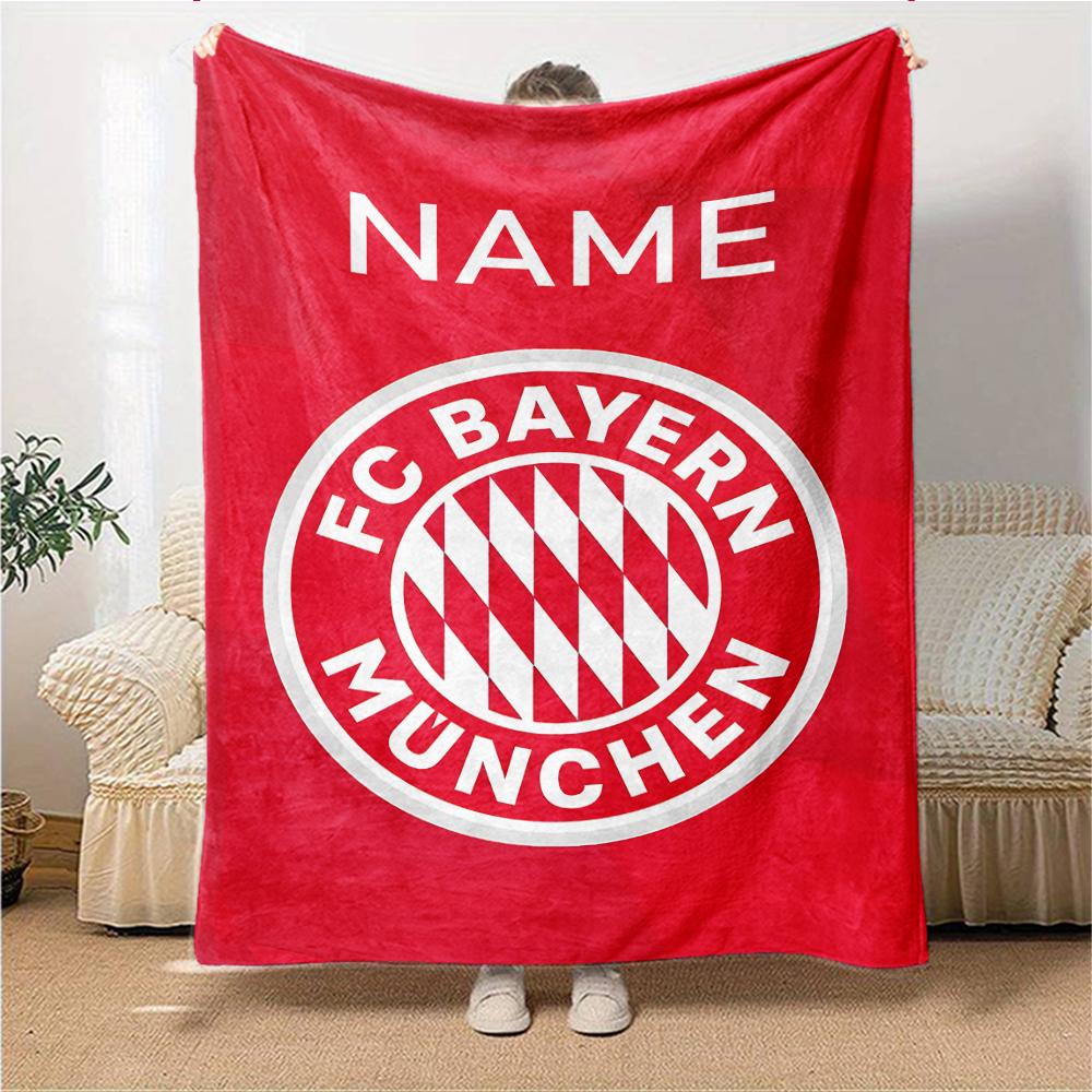 Custom Name Bayern Munich Crest Blanket for Couch & Bed, Plush Cozy Fuzzy Blanket Super Soft & Warm Blankets for Fall and Winter. 0908292