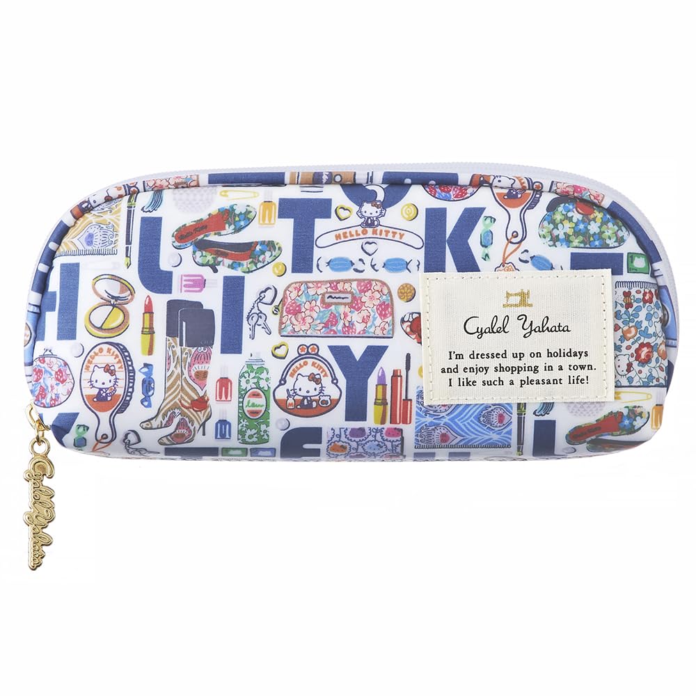

Cyalel Yahata Чехол для очков на молнии Hello Kitty с персонажем Sanrio Liberty Солнцезащитные очки Цветочный Сделано в Necessities Синий принт, Женский чехол, Мягкий,
